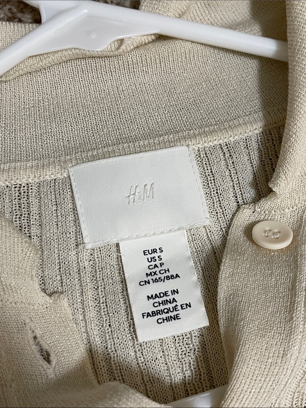 H&M Cream Ribbed Button-Up Knit Top - Picture 2 of 3